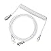 EPOMAKER Mix USB Typ C Kabel 1.8m, Typ-C zu USB A, TPU, Mechanisches Tastatur-Spiralkabel mit Abnehmbarem Aviator-Anschluss für Gaming-Tastatur (Weiß)