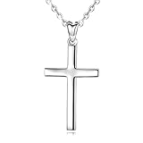 Joyería para mujer, collar macizo de Plata de Ley 925, colgante de cruz grande, collares pequeños minimalistas, joyería delicada para chicas adolescentes