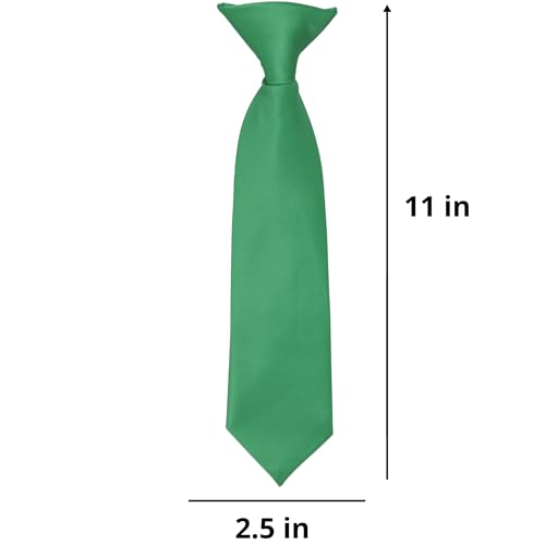 tiemart Boys' Emerald Green Solid Clip-On Tie, 11" Length2