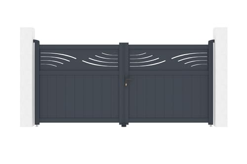 Casanoov Doppelflügeltor aus Aluminium 3m HALTI H.140cm grau