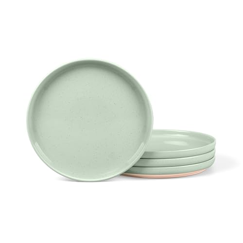 Image of LIANYU Dinner Salad Plates Set of 4, 7.75'' Small and Round Stoneware Dessert Plate, Ceramic Dishes Set for Kitchen Serving Dessert, Oven, Microwave & Dishwasher Safe, Scratch Resistant, Fog Green