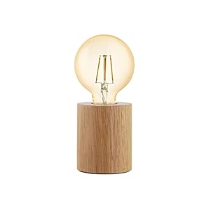 Eglo Turialdo Tafellamp, 1-vlammige lamp, industrieel, vintage, modern, nachttafellampje van hout en staal…