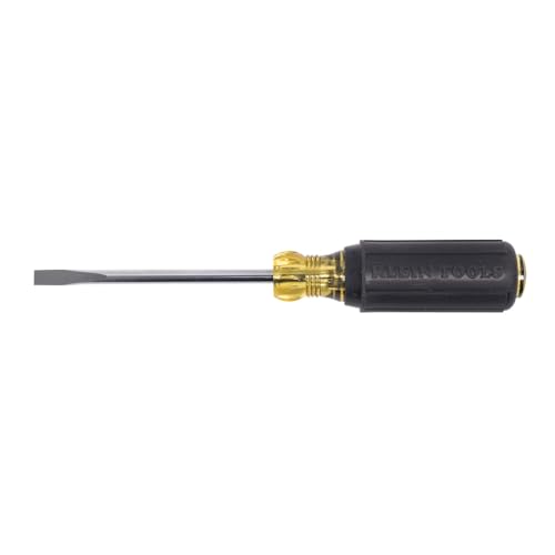 Image of Klein Tools 605-4 1 /4-Inch Cabinet Tip Screwdriver, Made in USA, Heavy Duty 4-Inch Round Shank