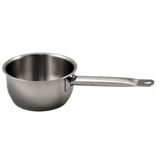 BAUMALU - Casserole Ligne Professionnelle - Acier Inoxydable Haut de Gamme - Bord Verseur - Tous Feux dont Induction - Triple Fond Diffuseur - Ø16cm, Argente, Argenté