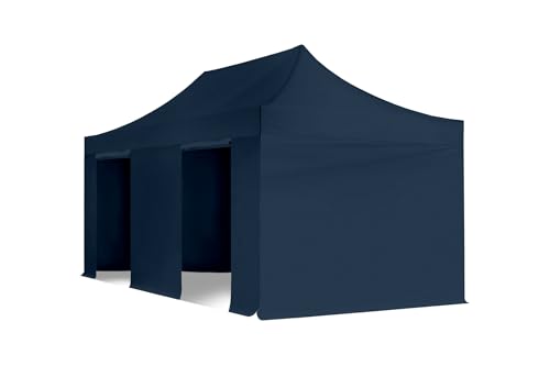 3x6m Pop Up Gazebo Premium PES blue - Heavy Duty 40mm Hex Frame, Waterproof 750N Canopy and Full Sidewalls