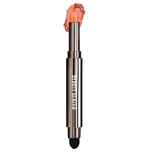 Beauty Glazed 2 In 1 Cream Eyeshadow Stick With Makeup Sponge Brush Matte Shimmer Cream Eyeshadow Pencil Crayon Eye Brightener Stick, Cruelty-Free Cosmetics Eye Shadow Stick Makeup (02 Orange) #TOP3