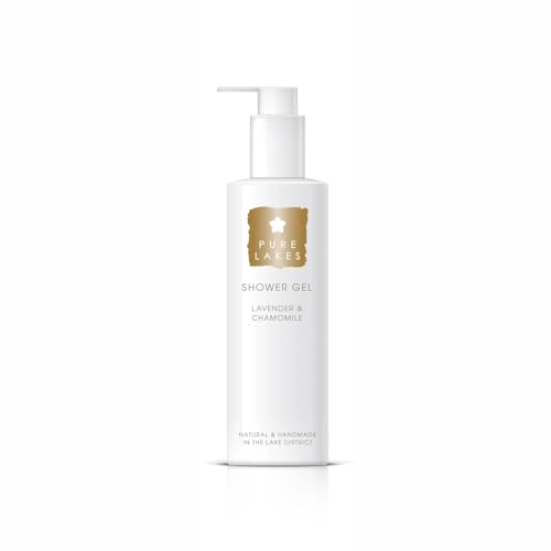 Pure Lakes Lavender & Chamomile Shower Gel - Pump | Organic Shower Gel with Lavender & Chamomile Essential Oils | Vegan Shower Gel Made with Organic Ingredients | 250ml
