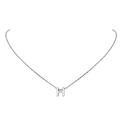 FindChic Silver Necklaces Initial Necklace for Women Letter H Pendant Alphabet with Stainless Steel Chain 16+2 Inch Extender Chains Women Jewellery Gift