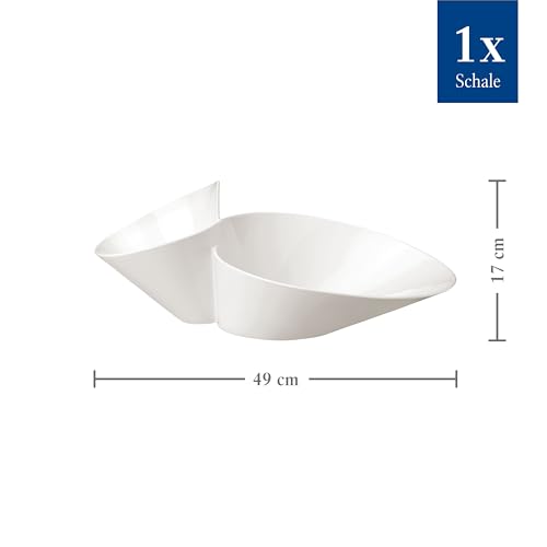 Villeroy & Boch - Newwave Eye-Catcher Doppelschale, Spülmaschinenfest, Mikrowellensicher, Salatschüssel, Schale, Obstschale, Snackschale, Geschirr Weiß, Groß, Premium Porzellan