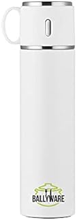 Ballyware 20oz Stainless Steel Vacuum Insulated Flask, Leak Proof Thermos For Hot Drinks With Cup - For Indoor and Outdoor (White)