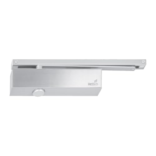 Image of Hettich HSS 33 Door Closer (EN 3) with Slide Rail K | for 750-950mm Door Width & 20-80kg Weight | Hold Open | EN1154 Certified, Fire Rated | 500,000 Cycles Tested | Silver Finish