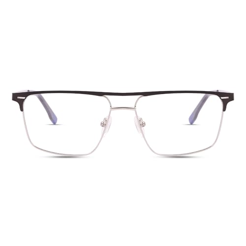 Image of TEEN & 20 Rectangle Blue Cut Computer Glasses for Men | Anti-Glare Zero Power Eyeglasses Frame for Eye Protection & Digital Screen Use - TN9004