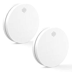 Smoke Detector, Built-in 10-Year Battery Photoelectric Smoke Fire Alarm for Home with LED Indicator & Silence Button, 2 Packs