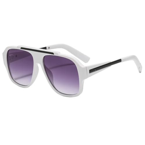 Lunettes de soleil rétro pour femmes et hommes avec monture blanche et verres gris UV400