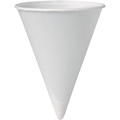 SOLO Cup Company Solo 4BR 200 Piece Cup Company Cone Water Cups, Cold, Paper, White, 4 oz.