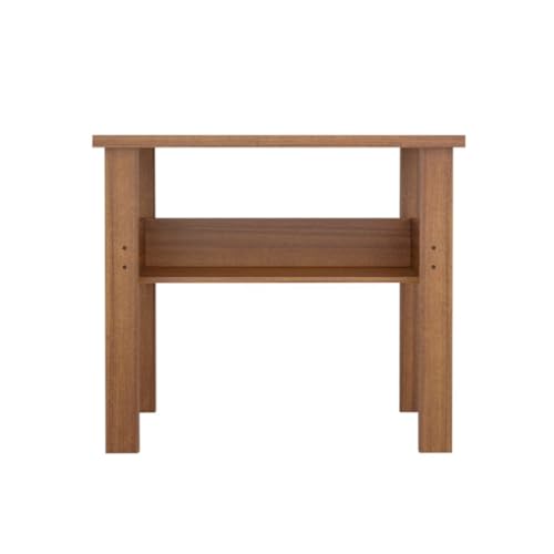 Image of Amazon Brand - Solimo Ace Engineered Wood Computer Desk with One Tier Shelves Laptop Study Table for Office Home Workstation Writing Modern Desk - Leon Teak (90 cm x 45 cm x 71 cm)