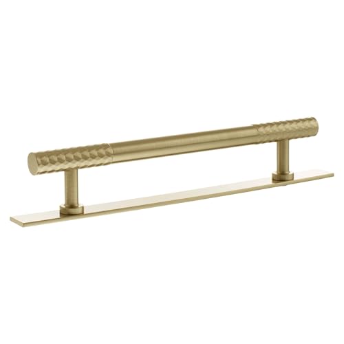 KOOPLES HARDWARE Brass T Bar Cabinet Pull Handle 160mm with Backplate – Satin Brass Finish for Modern Kitchen Drawers, Cupboards, Cabinets and Wardrobes