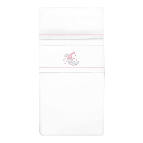 Sábanas 100% Algodón para Cuna 60 X 120 CM (Bajera + encimera + Funda de Almohada) Fafricado en España (Rosa)