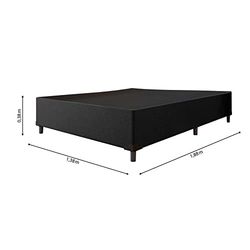 Cama Box Casal Colchão Espuma 138x188x50cm Polar Branco/Preto