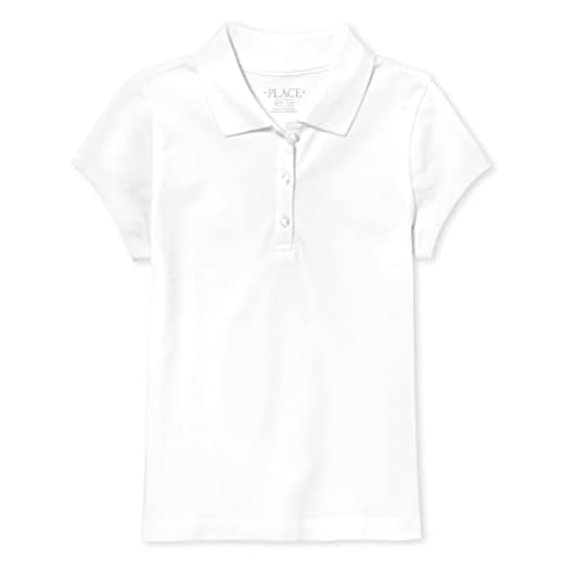 The Children's Place Girl's Short Sleeve Pique Polo, White, Large