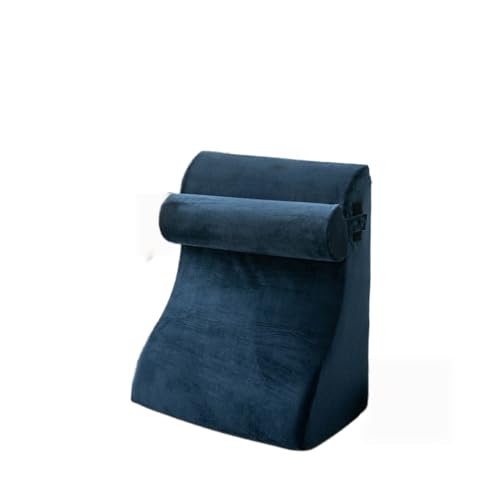 SRWE腰痛用腰枕、背もたれクッション、高反発ランバーサポート、ベッド背もたれ、三角枕、逆流性食道炎枕、ランバーサポート、高齢者への贈り物、睡眠用ランバーサポートクッション、読書、姿勢矯正、テレビ用ランバーピロー、洗えるカバー、フットレスト付き (ネイビー