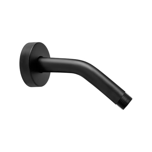 Shower Arm with Flange 6 in Shower Extension Extender Pipe 45 Degree Rain Shower Head Extension Wall-Mounted Shower Head Arm for Fixed Shower Head Matte Black