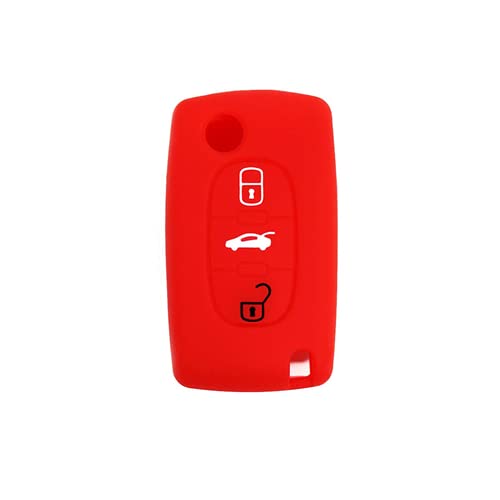 SALPIE Key Cover Shell Compatible with Citroen C2 C3 C4 C5 Picasso 2 Buttons Peugeot 107 206 207 307 308 406 407 407 Remote Control (Red 3 Buttons
