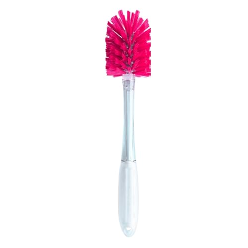 Bright Box Kitchen Nylon Bottle Brush Scratch Free Rinses Clean Ergonomic Handle, 1ct Pink
