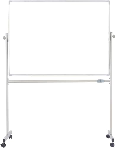 Lopres ホワイトボード90<em>120cm 両面回転式モバイルホワイトボードマグネット白板脚付き キャスター付き無地掲示板高さ調整 事務所 会社 会議 (60</em>90cm)