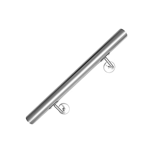 EINFEBEN Rampe d'escalier murale en acier inoxydable pour l'intérieur et l'extérieur avec support mural et embouts 50 cm