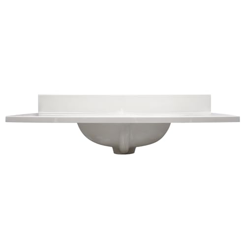 Image of Design House Cultured Marble Vanity Top, Ivory Swirl, 37 in W x 22 in D, Integrated 4 in Centerset Oval Sink & Backsplash, 586339