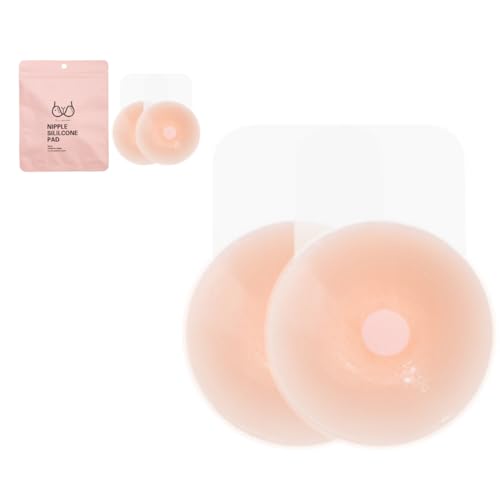 IMAXWAVE Pezoneras de Silicona Reutilizables Push up, Cubiertas Adhesivas para Pezones, Protectores de Pezón de Silicona, Tapa Pezones, Pezoneras Antideslizantes Invisibles, 6.5cm, Forma Redonda