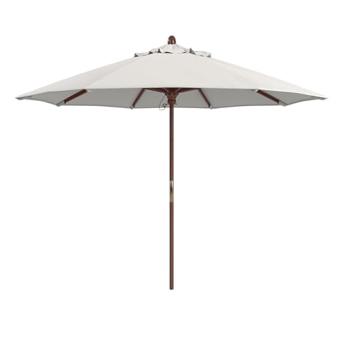 California Umbrella 9' Premium Commercial Hardwood Patio Umbrella, Manual Lift