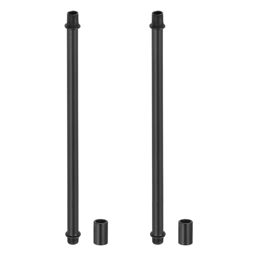 Image of PATIKIL Straight Pipe Lamp Stems Rod Kit, 2 Set M10 Carbon Steel 220mm(8.66 inch) Long Double End Thread Rod with Coupling Nuts Sleeve Connector for Table Lamps Chandeliers,Black