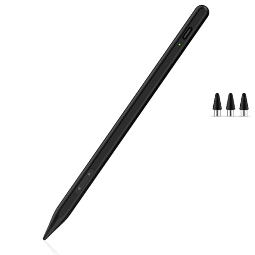 タッチペン 全機種対応 MEKO スマホ スタイラスペン ペンシル 15分Type-C急速充電 途切れなし 超高精度 極細 電量表示 磁気吸着 2018年以降iPad/Pro/Air/Miniにパームリジェクション対応 iPad/iPhone/Android/スマホ/タブレット全デバイス対応 ブラック