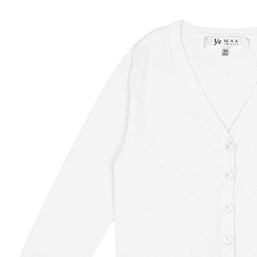 YEMAK Girl’s Knit Cardigan Sweater – Long Sleeve V-Neck Basic Kids Casual Button Down Soft Lightweight Knitted Cute Top2