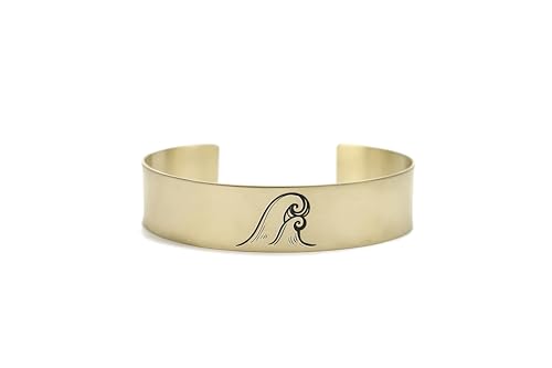 Bracelet Large Vague Personnalisé au fini gravé d'exception et design texturé haut de gamme