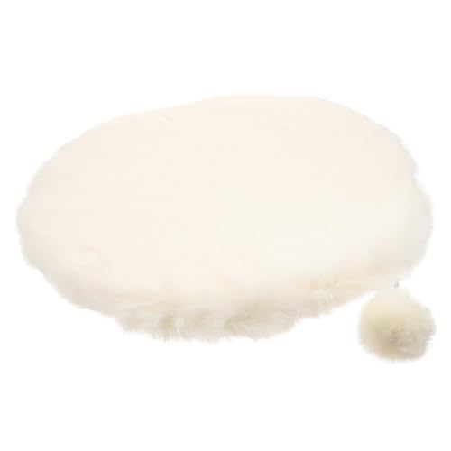 Toyvian Tappetino Caldo per Animali Domestici Rotondo 40 Cm, Cuscino Morbido in Pelo Sintetico Bianco Crema per Gatti e Cuccioli, Lettino Invernale Confortevole per Riposo Interno
