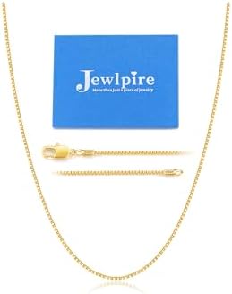 Jewlpire 14-26 Inch 1.3MM Gold Plated 925 Sterling Silver Box Chain Necklace for Women, Thin Women's Chain Necklaces