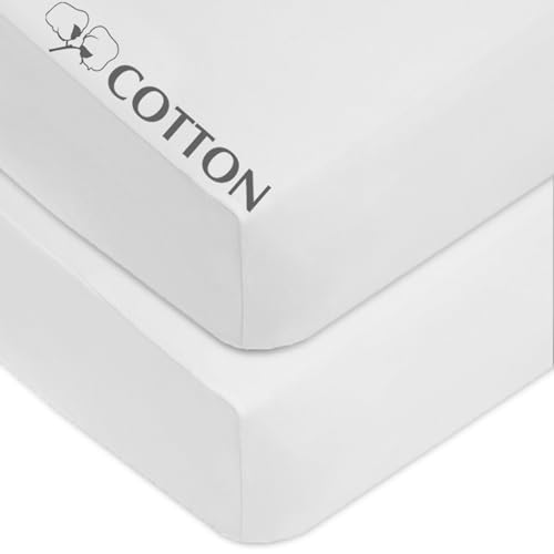 american baby company 2 pack 100 natural cotton fitted pack and play sheets 3934 x 2734 - soft amp breathable pack n play sheets for playard amp mini crib mattress white for boys amp girls