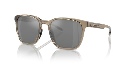 Native Unisex Sunglasses Smokey Quartz Frame, Silver Reflex Polarized Lenses, 54MM