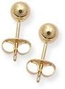 14k Yellow Gold Small (S) Size Perfect Fit Baby/Men/Children 3mm Ball Stud Earrings, Hypoallergenic