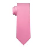 KOOELLE Men's Tie Solid Pure Color Plain Formal Pink Ties For Men