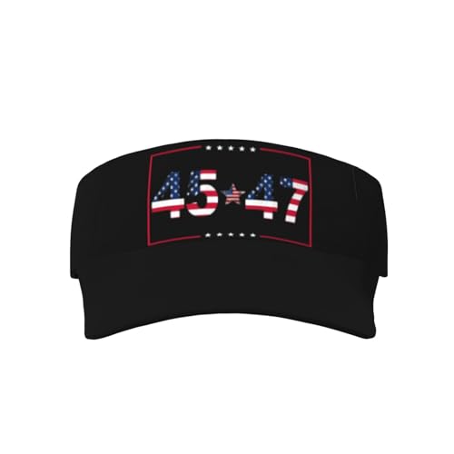 Pro Trump 45 47 President 2025 47th Potus Visor Cap Adjustable Uv Protection Sun Visor Hats Empty Top Baseball Hat for Women and Men Black