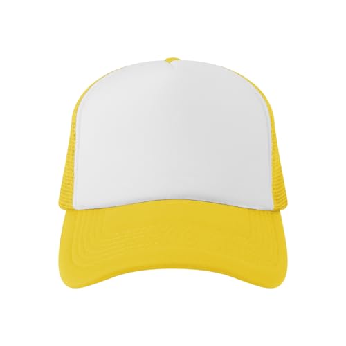 Image of TopTie Blank 5 Panel Trucker Hat Foam Front Mesh Back 2 Tone Trucker Snapback Hat