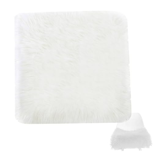 fkngcp Cubierta de Asiento de Piel sintética, cojín de Silla de Piel sintética de 18x18 Pulgadas, cojín de Silla Suave y esponjosa, tocador Lavable para Restaurante de Oficina en casa Blanco