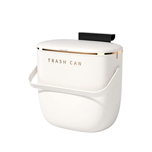 Hanging Trash Can with Lid, 3.2 Gallon Plastic Kitchen Garbage Bin, Bathroom Wastebasket, Recycling Compost Bin for Kitchen Cabinet Door/Under Sink/Bathroom (White)