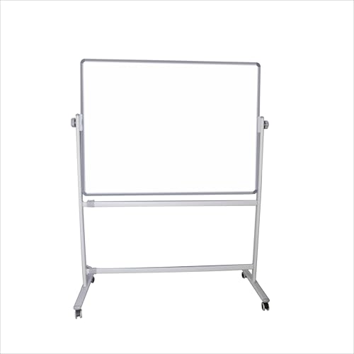 Image of OBASIX Revolving and Width Adjustable Whiteboard Stand Revolves 360| Powder Coated White| With 2inch lockable wheels| Suitable for 4fts to 7fts board