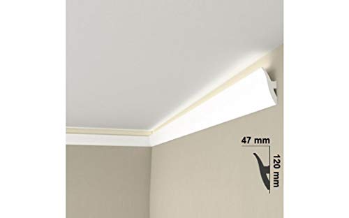 Preisvergleich Produktbild Lichtleiste "QL009" - Stuckleiste für indirekte Beleuchtung (aus hochfestem Polyurethan)