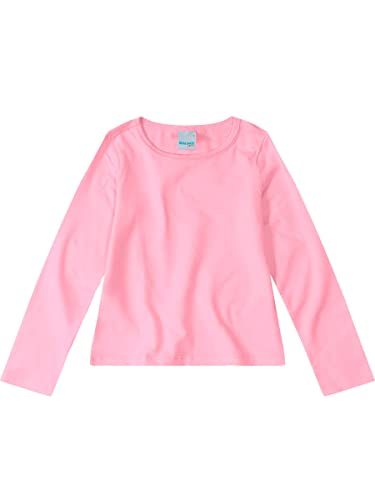 Blusa Infantil Menina Decote Redondo Malha Cotton Light ML Malwee Kids Cor:Rosê;Tamanho:3